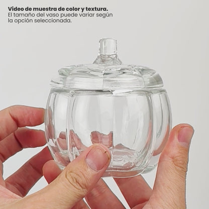 270ml - Calabaza de Vidrio para Velas - Vaso Decorativo para Halloween - Frasco Cristal Transparente