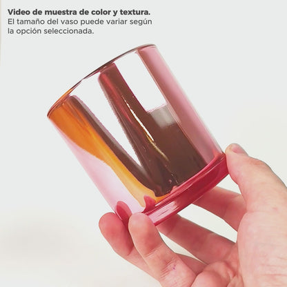 210ml - Mónaco Vaso de vidrio para velas - Frasco Rosa Metálico