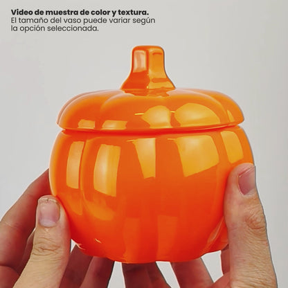 560ml - Calabaza de Vidrio para Velas - Vaso Decorativo para Halloween - Frasco Naranja Brillante