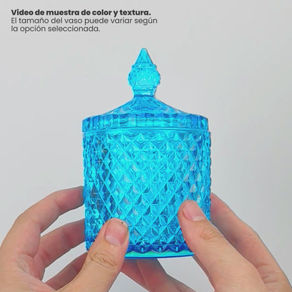 300ml - París Vaso de lujo de vidrio para velas - Frasco Transparente Azul Oscuro
