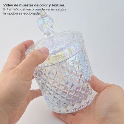 300ml - París Vaso de lujo de vidrio para velas - Tornasol Brillante