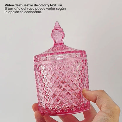 300ml - París Vaso de lujo de vidrio para velas - Frasco Pink Brillante