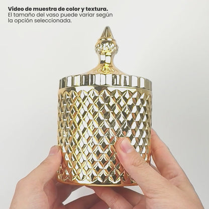 600ml - París Vaso de lujo de vidrio para velas - Frasco Dorado Metálico