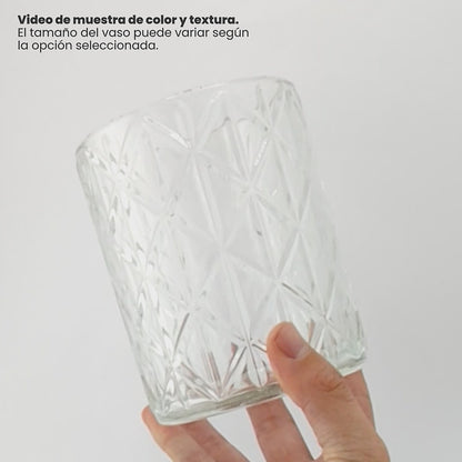700ml - Mónaco Vaso de Vidrio Diseño Diamante - Frasco con Rombos para Velas - Cristal Transparente