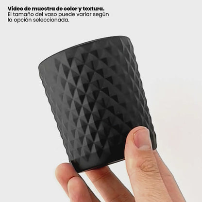 210ml - Mónaco Vaso de Vidrio con diseño Diamante - Frasco para Velas - Negro Mate