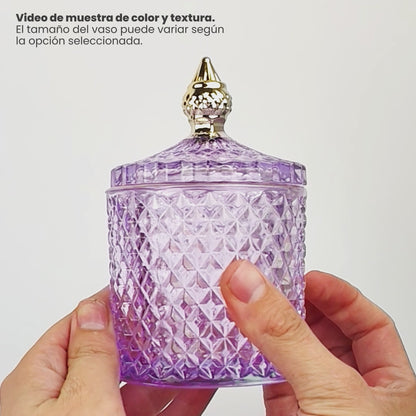 300ml - París Vaso de lujo de vidrio para velas - Frasco Morado con Oro