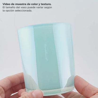300ml - Mónaco Vaso de Vidrio para Velas Azul Bebé - Azul Claro Pastel Tornasol Arcoíris Brillante