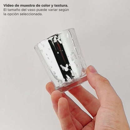Votivos Portavelas Vaso de vidrio para velas - Frasco Plata con Salpicaduras