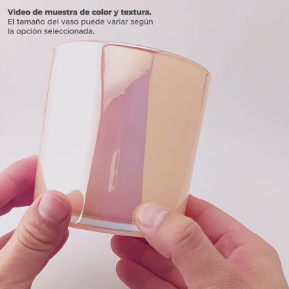 560ml - Mónaco Vaso de Vidrio para Velas - Rosa Pastel Arcoíris Tornasol