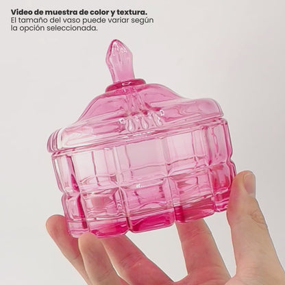 270ml - Cannes Vaso de lujo de vidrio para velas - Frasco de Vidrio Rosa