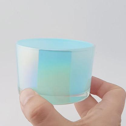 140ml - Mónaco Vaso de Vidrio para Velas Azul Bebé - Frasco Azul Claro Tornasol Arcoíris Brillante