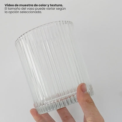 700ml - Mónaco Vaso de Vidrio Acanalado - Frasco Estriado para Velas - Cristal Transparente