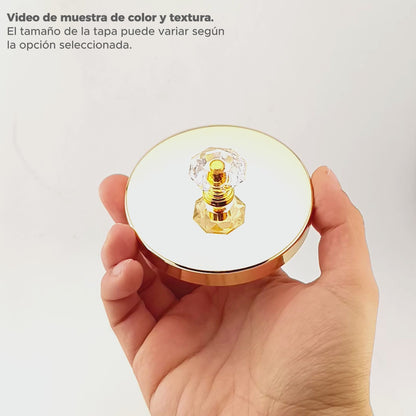 Tapa de Aluminio M para vasos de velas - Perilla Forma Diamante  - Tapa para Vela con Agarradera Color Dorado Metálico