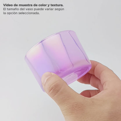 140ml - Mónaco Vaso de Vidrio para Velas - Frasco Morado Claro Tornasol Arcoíris Brillante