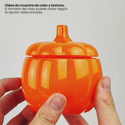 270ml - Calabaza de Vidrio para Velas - Vaso Decorativo para Halloween - Frasco Naranja Brillante