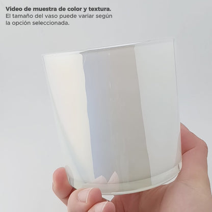 450ml - Mónaco Vaso de Vidrio para Velas - Frasco Blanco Tornasol Arcoíris Brillante