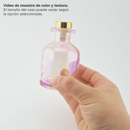 100ml Florida - Frasco para Difusor de Vidrio - Botella Difusor de Varillas Redondo - Rosa Tornasol