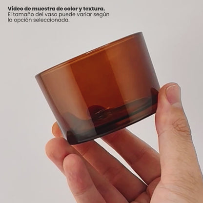 140ml - Mónaco Vaso de vidrio para velas - Frasco Ámbar Oscuro - Transparente