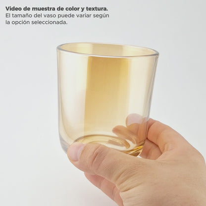 300ml - Valencia Vaso de Vidrio para Velas con Base Redondo - Frasco Ámbar Claro Tornasol