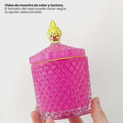 300ml - París Vaso de lujo de vidrio para velas - Frasco Rosa Pink con Oro
