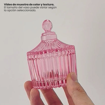 85ml - Versalles Vaso de Lujo de Vidrio para Velas - Frasco para Velas - Rosa Brillante