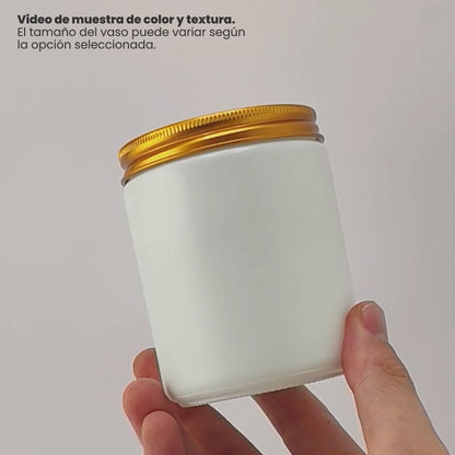 270ml - Miami Vaso de vidrio con rosca para velas - Frasco Blanco Mate con tapa Dorada