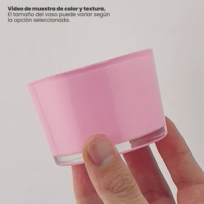 140ml - Mónaco Vaso de vidrio para velas - Frasco Rosa Claro Brillante