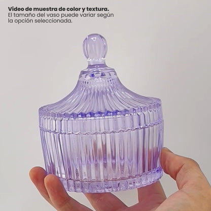 260ml - Versalles Vaso de Lujo de Vidrio para Velas - Frasco Morado Claro Transparente Brillante