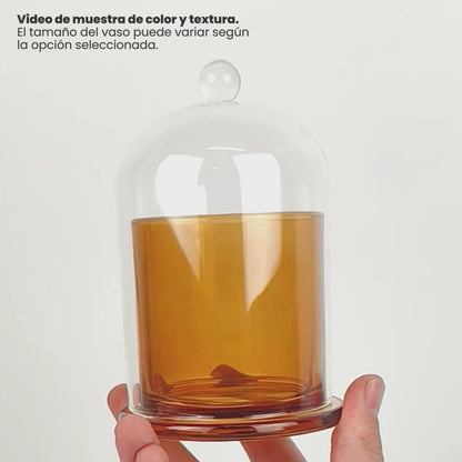 210ml Venecia - Vaso de Vidrio con Campana de vidrio - Frasco Ámbar Transparente