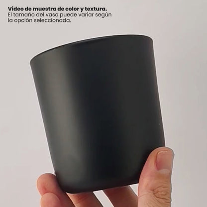 300ml - Valencia Vaso de Vidrio para Velas con Base Redondo - Frasco Negro Mate