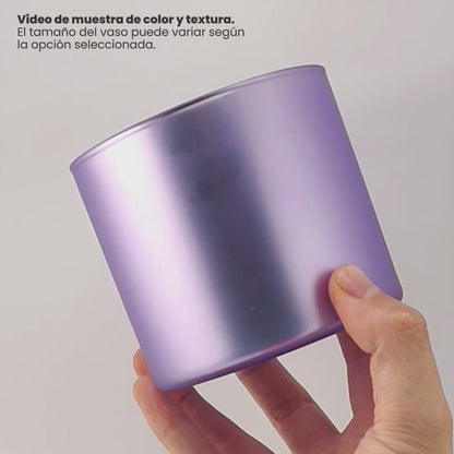 620ml - Mónaco Vaso de vidrio para velas - Inspirado en Bath Body Works® / White Barn® - Frasco Morado Claro Mate / Metállico