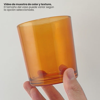 300ml - Mónaco Vaso de vidrio para velas - Frasco Ámbar Café Marrón - Transparente
