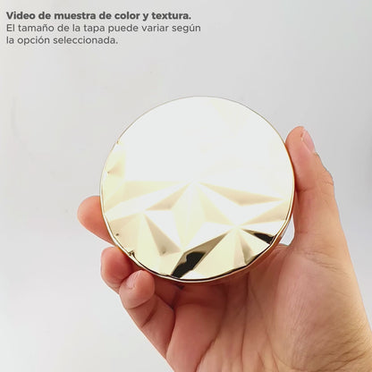 Tapa de Aluminio XS para vasos de velas - Diseño Diamantado - Tapa para Vela Color Dorado Metálico