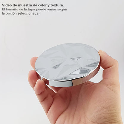 Tapa de Aluminio XS para vasos de velas - Diseño Diamantado - Tapa para Vela Color Plata Metálico