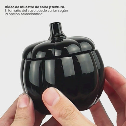270ml - Calabaza de Vidrio para Velas - Vaso Decorativo para Halloween - Frasco Negro Brillante
