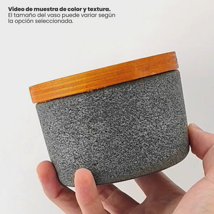 230ml - Carrara Vaso de Concreto para velas con Tapa de Madera - Frasco Gris Oxford