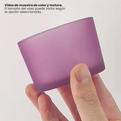 140ml - Mónaco Vaso de vidrio para velas - Frasco Satinado Morado / Fucsia