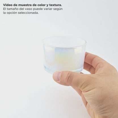 140ml - Mónaco Vaso de Vidrio para Velas - Frasco Blanco Tornasol Arcoíris Brillante