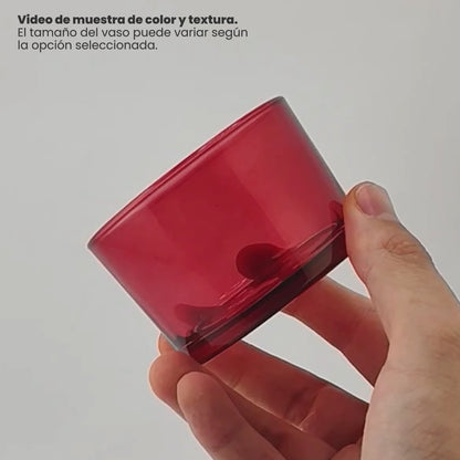 140ml - Mónaco Vaso de vidrio para velas - Frasco Rojo Tinto Transparente