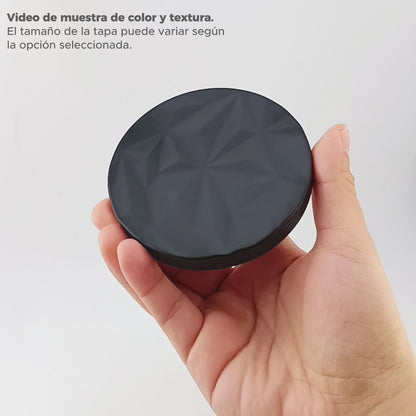 Tapa de Aluminio M para vasos de velas - Diseño Diamantado - Tapa para Vela Color Negro Mate