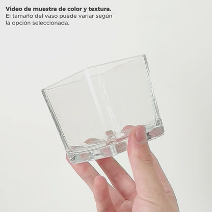 330ml - Glasgow Vaso cuadrado de vidrio para velas cubo - Frasco Cristal Transparente