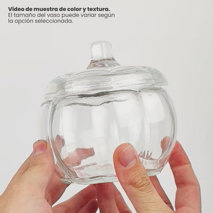 560ml - Calabaza de Vidrio para Velas - Vaso Decorativo para Halloween - Frasco Cristal Transparente