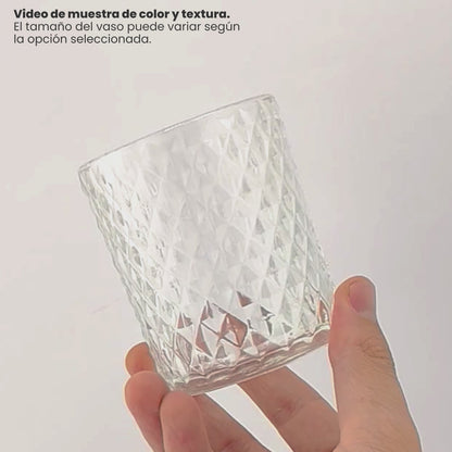210ml - Mónaco Vaso de Vidrio diseño Diamante - Frasco para Velas - Cristal Transparente