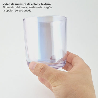300ml - Valencia Vaso de Vidrio para Velas con Base Redondo - Frasco Azul Claro Tornasol