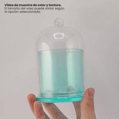 Set: 12 Piezas (3x 4 Colores Transparentes)210ml - Venecia - Vaso de Vidrio con Campana de vidrio