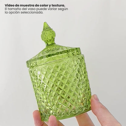 300ml - París Vaso de lujo de vidrio para velas - Frasco para Velas - Verde Claro Transparente