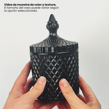 600ml - París Vaso de lujo de vidrio para velas - Frasco Negro Brillante