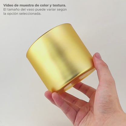 620ml - Mónaco Vaso de vidrio para velas - Inspirado en Bath Body Works® / White Barn® - Frasco Dorado Claro Mate / Metálico