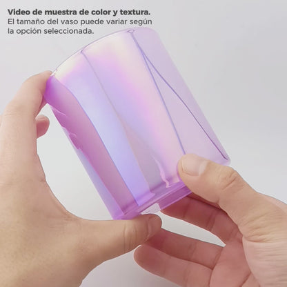 210ml - Mónaco Vaso de Vidrio para Velas - Frasco Morado Claro Arcoíris Tornasol Brillante