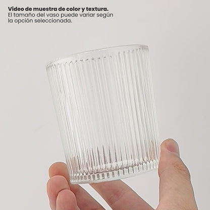 210ml - Mónaco Vaso de Vidrio Acanalado - Frasco Estriado para Velas - Cristal Transparente